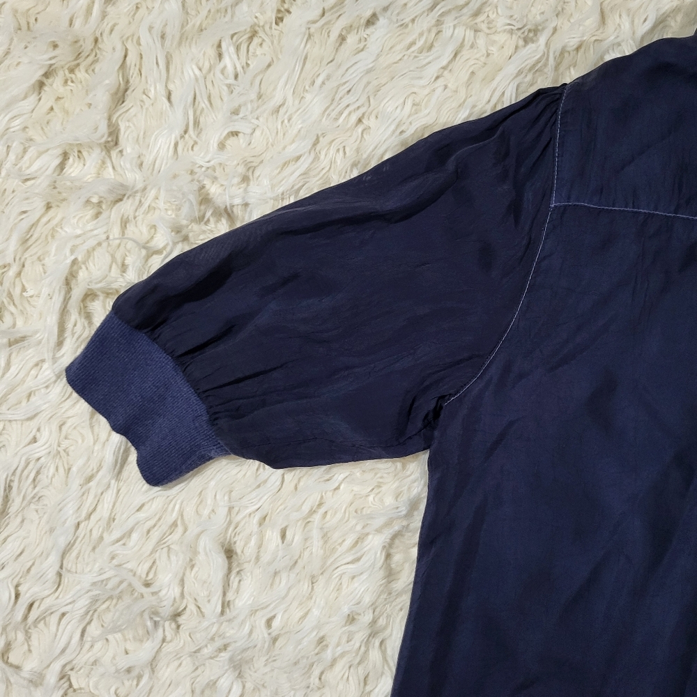 Maven West Navy Blouse Short Sleeve Rib Cuff Med - Picture 14 of 15